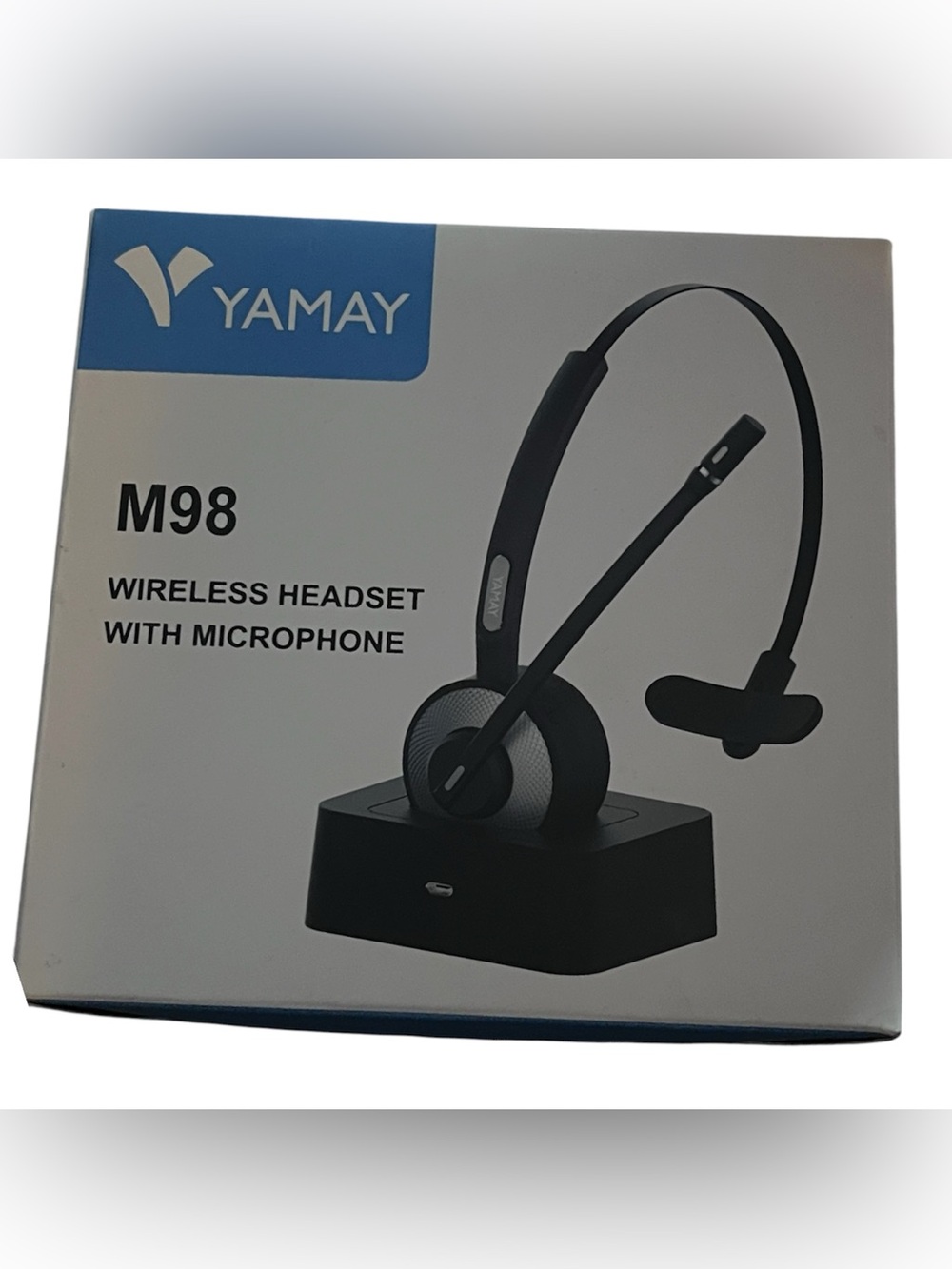 YAMAY M98 Wireless Bluetooth Headset with Microphone & Charging Base New